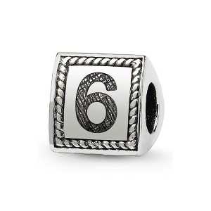 Black Bow Jewelry Triangle Block, Number 6 Sterling Silver Bead Charm - 1 of 3