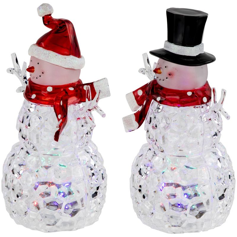 Northlight LED Lighted Snowmen Acrylic Christmas Decorations - 9" - Set of 2, 6 of 8