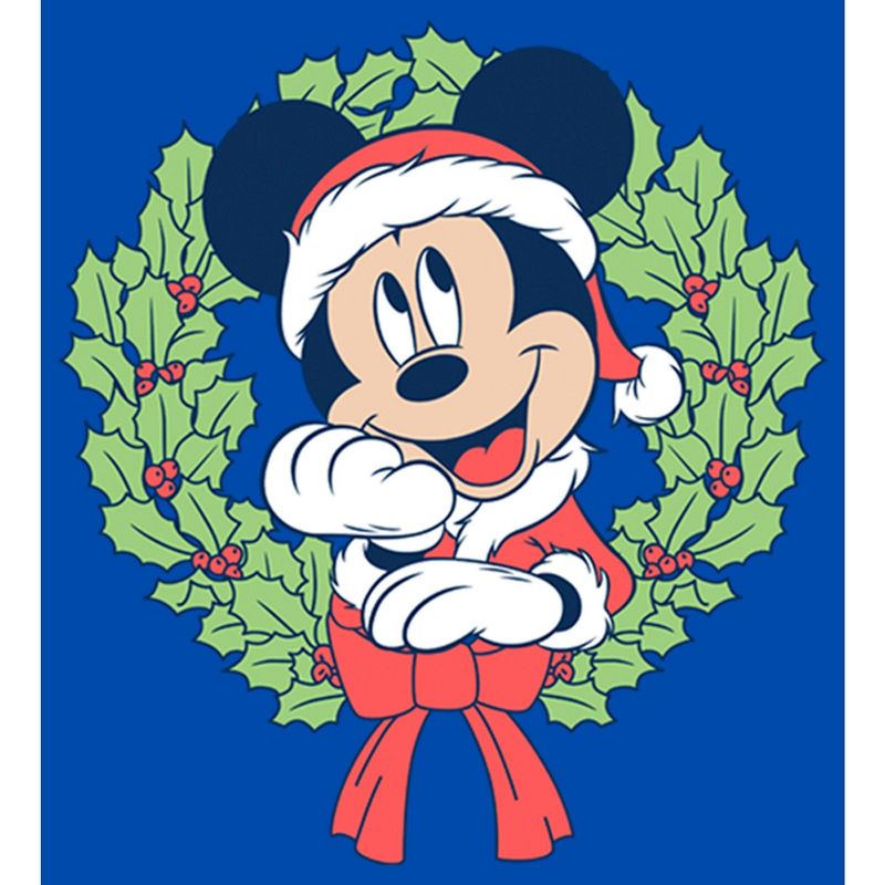 Boy's Disney Mickey Mouse Christmas Wreath T-Shirt, 2 of 6