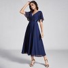 Women's V Neck A-Line Elastic High Waist Wedding Guest Dresses, Navy Blue, 24 - image 4 of 4