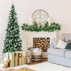 Green and White Flocked Pencil Artificial Christmas Tree with PVC Branches, Decorative Pine Cones, Hinged Metal Stand, Space-Saving Design - 4 of 4