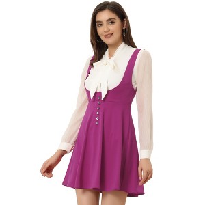 INSPIRE CHIC Women's Button Overalls Pinafore Suspenders Skirt - 1 of 4