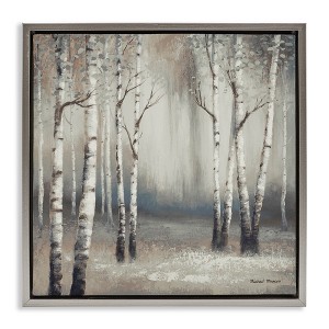 Stupell Industries Misty Birch Tree Forest Landscape Floating Frame Canvas Art - 1 of 4