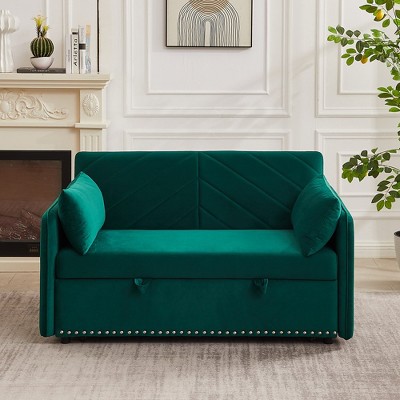Modern Velvet Sleeper Sofa Bed With USB Port, 3-in-1 Adjustable Soft Velvet Convertible Sleeper Sofa Bed,55'' x 38'' x 30.5''(4.58*3.17*2.54ft)