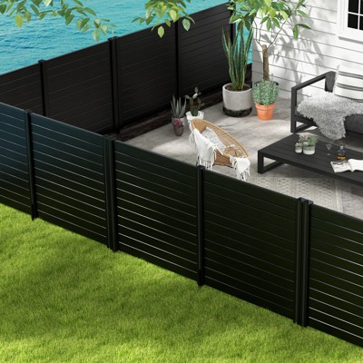 Black Vinyl Outdoor Privacy Fence Panels with Stakes