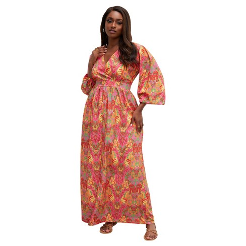 Rebdolls Women's Yesenia Puff Sleeve Maxi Dress - Multicolored - M : Target