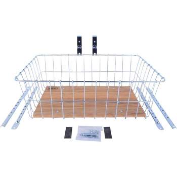 Wald 1392 Front Basket with Adjustable Legs, Wood Slats, Silver Dimensions: 18 x 13 x 6"