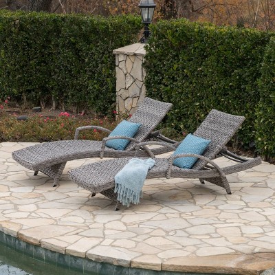 Crete 2pk Wicker Armed Chaise Lounge - Gray - Christopher Knight Home