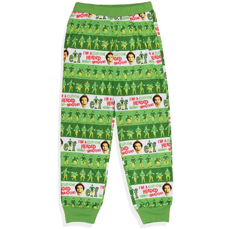 Elf The Movie Womens' and Girl's Film Cotton-Headed Ninny-Muggins Jogger Pajama Set Green, 4 of 6