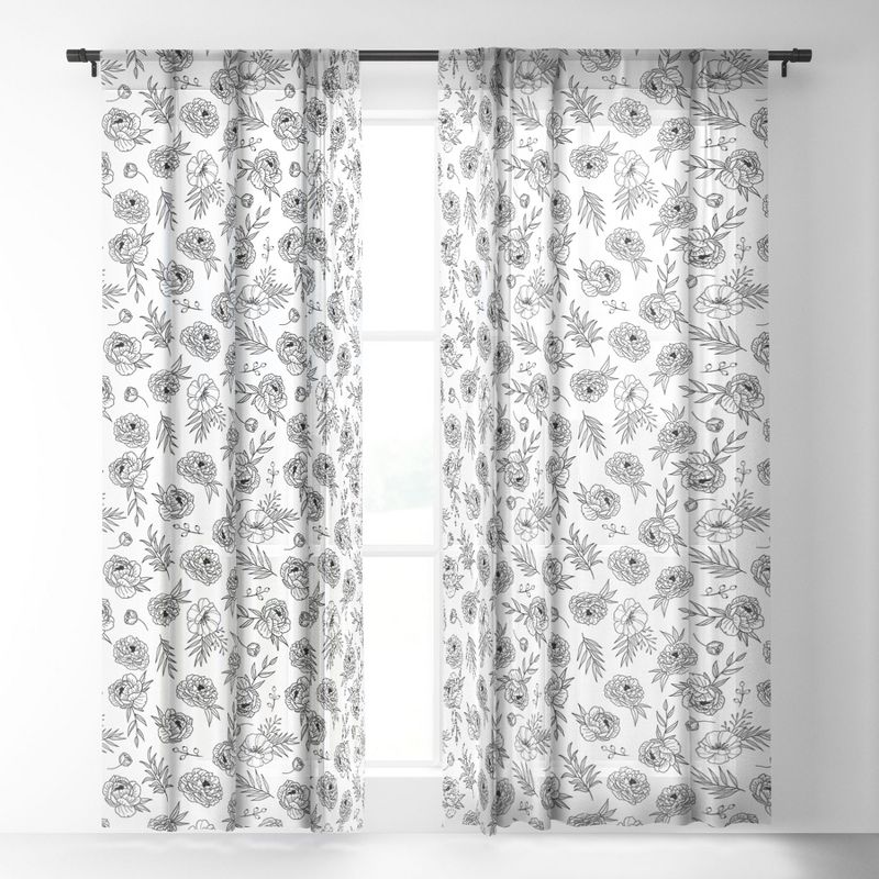 Emanuela Carratoni Floral Line Art Single Panel Sheer Window Curtain - Deny Designs, 2 of 4