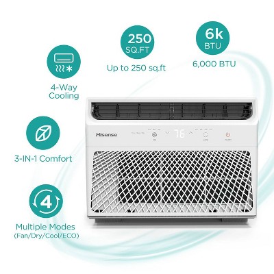 Hisense 6,000 BTU White Window Air Conditioner with Remote Control