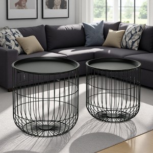 Round Nesting Basket Coffee Tables (Set of 2) - 1 of 4