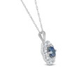Pompeii3 1 1/4ct Blue Sapphire & Diamond Halo Pendant 14K White Gold - 2 of 4