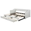 TIRAMISUBEST Twin XL to King Size Extendable Upholstered Daybed with 2 Storage Drawers, Modern Daybed Frame Sofa Bed with Wood Slats Support - 4 of 4