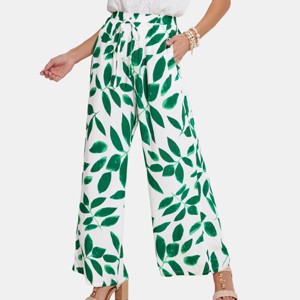 Women's Leaf Print Wide Leg Beach Cover-Up Pants - Cupshe - 1 of 4