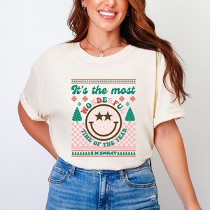 S.W.Smiley The Most Wonderful Time Smiley - Women's Garment Dyed Graphic T-Shirt - 1 of 4