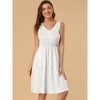 INSPIRE CHIC Women's Midi Polka Dots V-Neck Tie Drawstring Waist Sleeveless Dress - 4 of 4