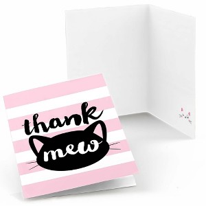 Big Dot of Happiness Purr-fect Kitty Cat - Kitten Meow Baby Shower or Birthday Party Thank You Cards (8 Count) - 1 of 4