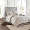 AENKYO King Cotton Comforter Set, Textured Luxury Embroidered Design 6-Piece All-Season Bedding with Sham & Decor Pillows, Ivory - 2 of 4