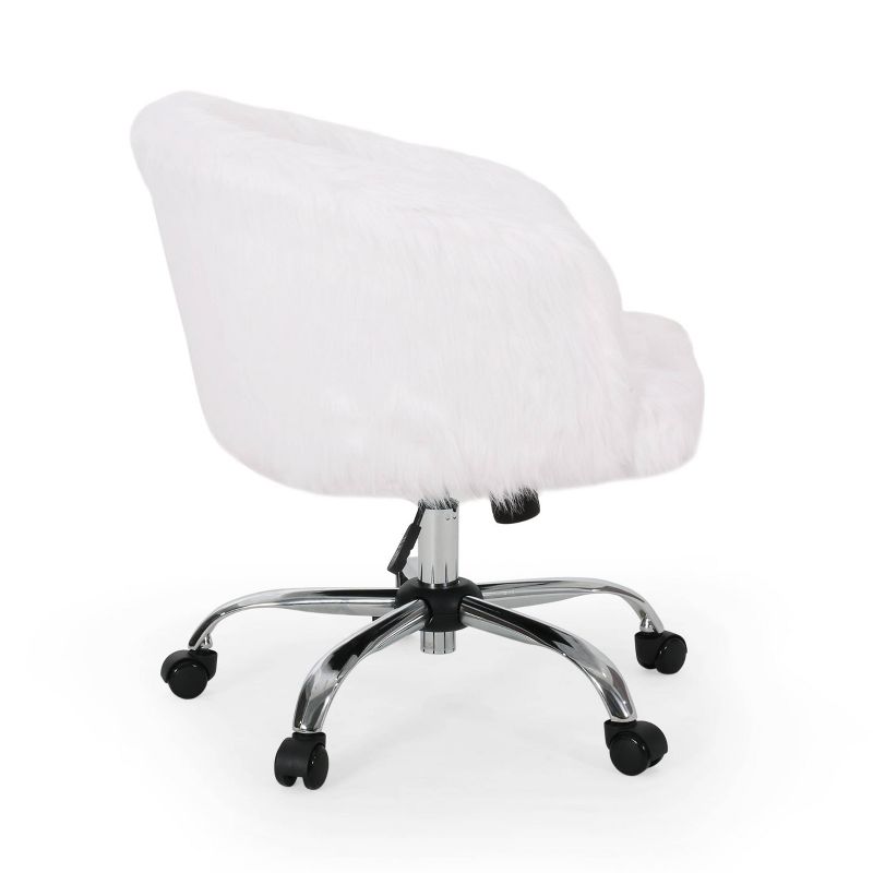 Syosset Modern Glam Swivel Office Chair White/Silver - Christopher Knight Home, 6 of 13
