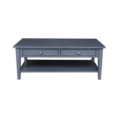 Spencer Antique Washed Heather Gray Wood Coffee Table with Storage