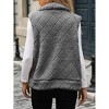 Coolmee Women's Fuzzy Fleece Vest Sleeveless Quilted Jacket Zip Up Vest Winter Coats with Pockets - 3 of 4