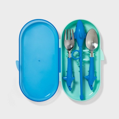 Image of 3pc Shark Flatware Set Blue - Sun Squad™