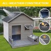 LAOTIES 44'' Large Wooden Outdoor Dog House with Porch,Pet Shelter with Insulated Roof,Lockable Door And Feeding Bowls - 4 of 4