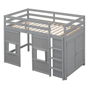 YOOCOZZ Twin Size Loft Bed with Wardrobe, Window Design - 1 of 4