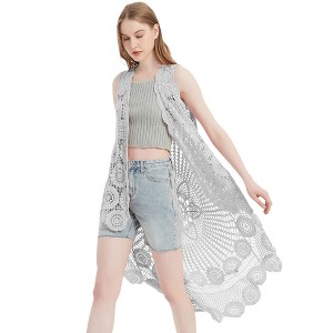 Anna-Kaci Women's Bohemian Crochet Lace Vest - 1 of 4