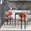 Vynxaria Set of 2 Orange Mid Century Boucle Dining Chairs with Black Metal Legs - 3 of 4