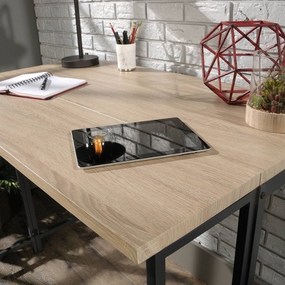 Charter Oak & Black Metal Counter Height Extendable Dining Table