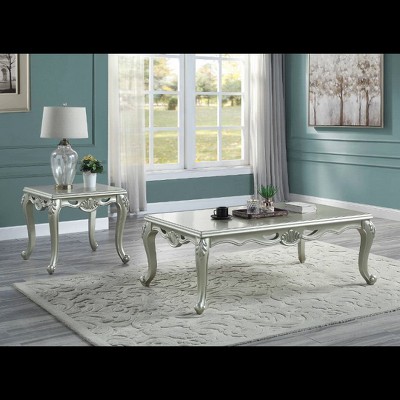 58" Champagne Finish Rectangular Wood Coffee Table