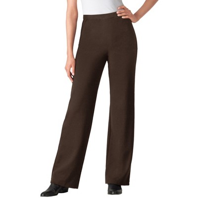Woman Within Women's Plus Size Petite Wide-Leg Ponte Knit Pant