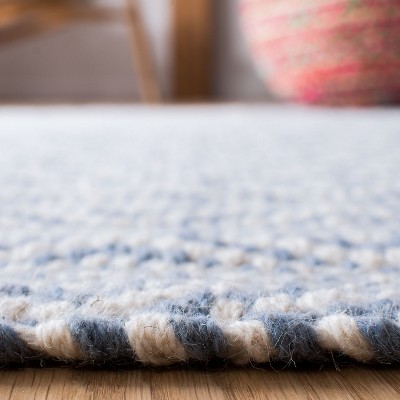 Natura Gray and Blue Hand Loomed Wool Area Rug 3' x 5'