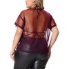 Agnes Orinda Women's Plus Size Short Sleeve Drop Shoulder Sheer Mesh Concert Carnival Tops - 4 of 4