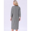 INSPIRE CHIC Womens Nightgown Cotton Stripe Long Sleeve Built-in Bra Pattern Round Neck Winter Midi Sleepwear Nightdress - 4 of 4