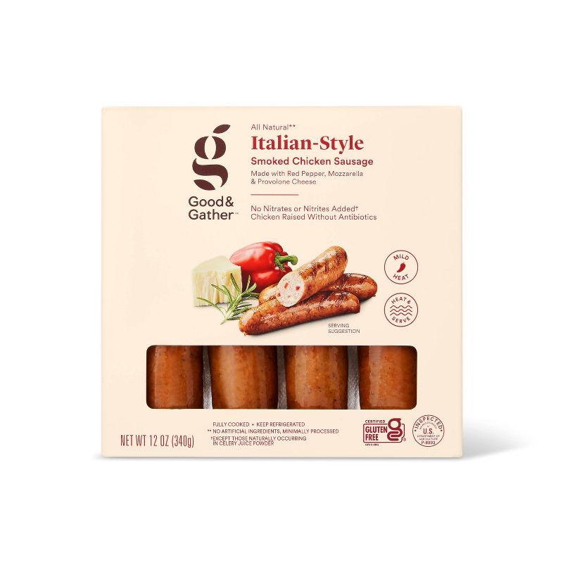 Italian Chicken Sausage with Red Pepper, Mozzarella &#38; Provolone Cheese - 12oz - Good &#38; Gather&#8482;, 1 of 6