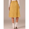 Allegra K Women's High Waist Solid Button Front A-Line Belted Corduroy Midi Skirt - 4 of 4