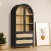 INFURNIC Decorative Storage Cabinets Storage Display Cabinet With Rattan Drawer And Storage Shelf, Arched Cabinet, Black, 15.7"*35.0"*72.8" - 2 of 4