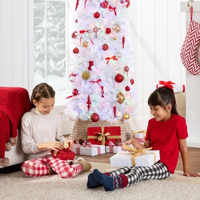 6ft White Slim Pre-Lit Christmas Tree with Multicolor LED Lights