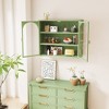 27.56" Modern Woven Pattern Glass Two-Door Wall Cabinet with Three-Tier Storage for Entryway, Living Room, Bathroom - 3 of 4