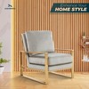 LeisureMod Jefferson Accent Arm Chair Upholstered in Velvet with Gold Brass Finish Frame - 3 of 4