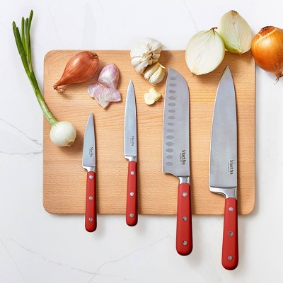 Eastwalk 14-Piece Red Stainless Steel Knife Set with Acacia Block