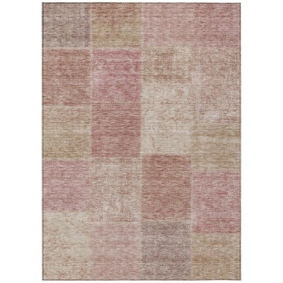 Blush Pink And Mauve Patchwork Washable Indoor Outdoor Area Rug