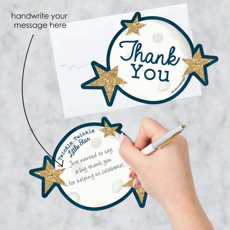 Big Dot of Happiness Twinkle Twinkle Little Star - Shaped Thank You Cards - Baby Shower or Birthday Party Thank You Cards with Envelopes - Set of 12, 2 of 8