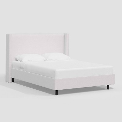 Queen Austin Wingback Platform Bed In Luxe Velvet Titan Snow ...