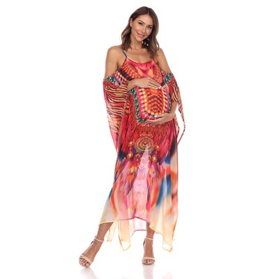 Maternity Plus Size Sheer Maxi Caftan - White Mark