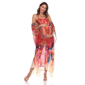 Maternity Plus Size Sheer Maxi Caftan - White Mark - 1 of 4