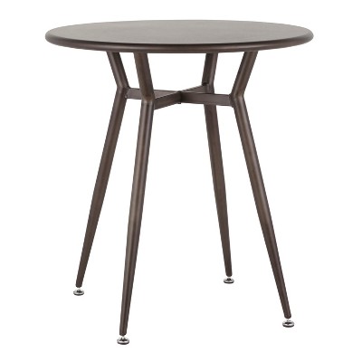 Vynxaria Clara Industrial Round Dinette Table in Vintage White & Espresso Wood